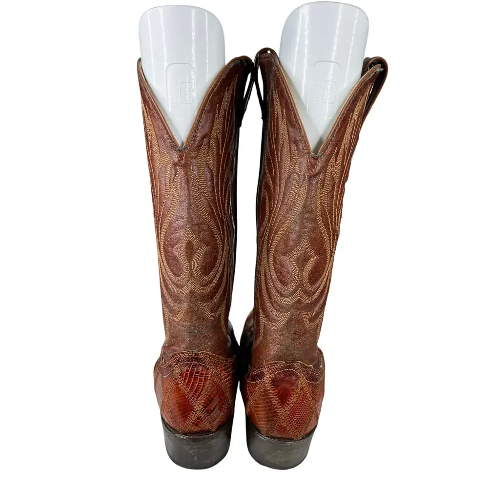 Laredo Men’s Brown Leather Snake Print Western Cowboy Boot Size US 10.5 D